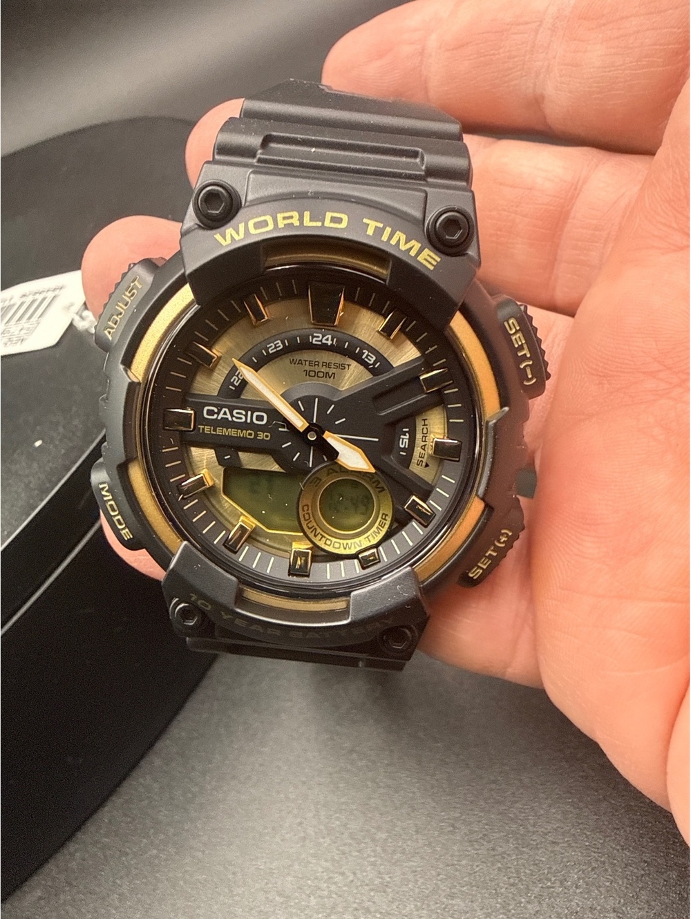 Casio Telememo 30 World Time Black and Gold Digital Analog Watch